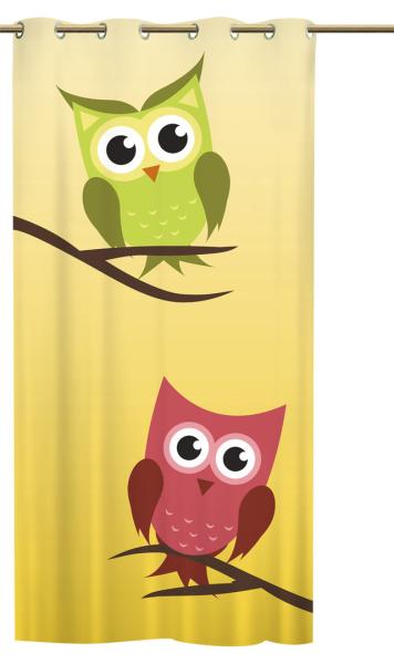 Schlaufenschal Eulen yellow one Vorhangschal in Wunschausführung